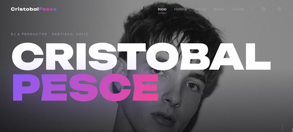 Landing page de Cristóbal Pesce, DJ y productor